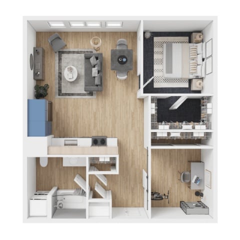 1x1 + Den - D3 floor plan