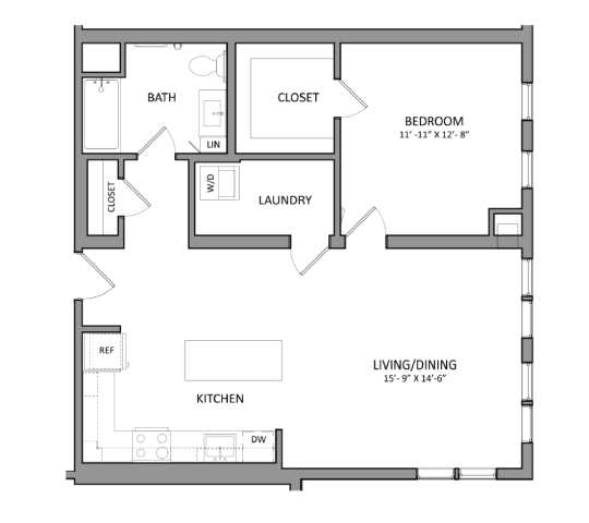 Canvas A1E | 1 Bed | 1 Bath floor plan