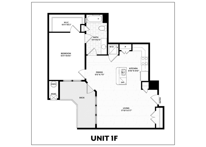 1 Bed/1 Bath-1F floor plan