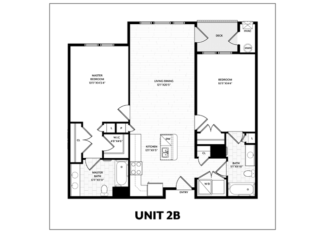 2 Bed/2 Bath-2B floor plan