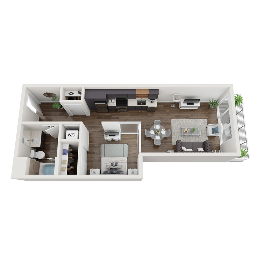 One Bedroom 10d floor plan