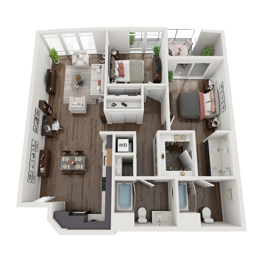Two Bedroom 20f floor plan