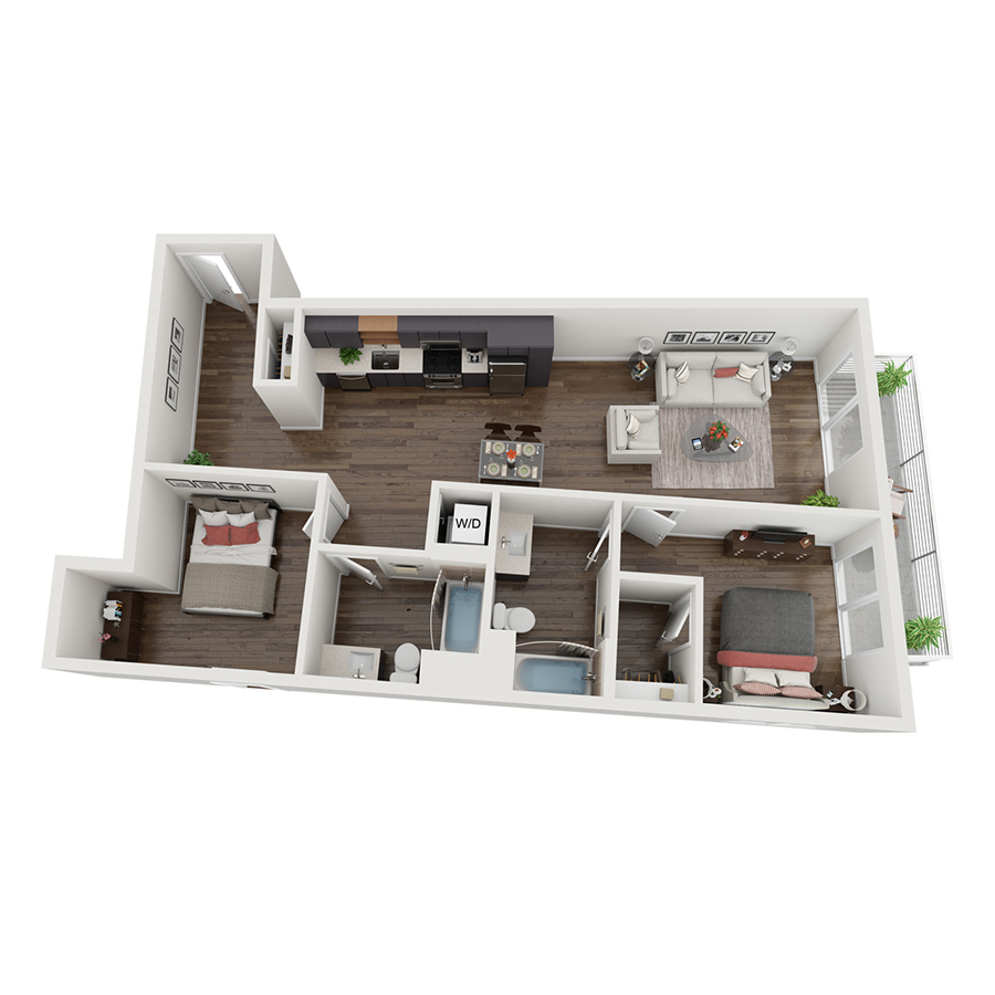 Two Bedroom 20d floor plan