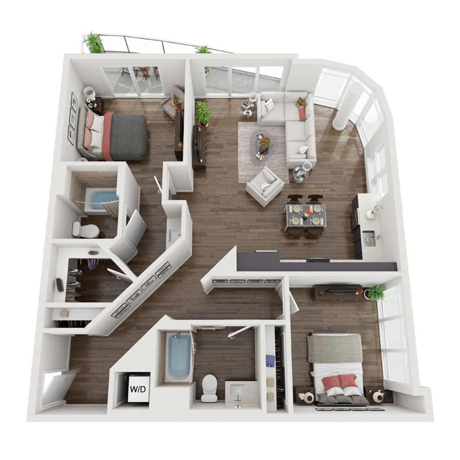 Two Bedroom 20h floor plan