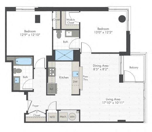 2 Bed/2 Bath-S floor plan