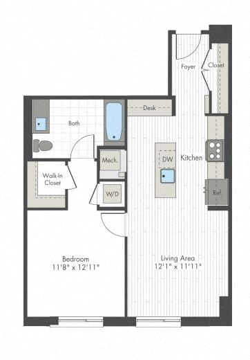 1 Bed/1 Bath-G floor plan