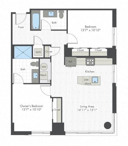 2 Bed/2 Bath-M1 floor plan