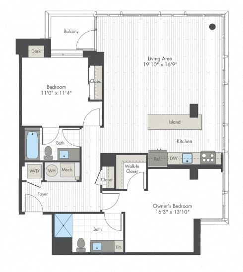 2 Bed/2 Bath-R floor plan