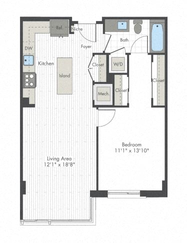 1 Bed/1 Bath-H5 floor plan