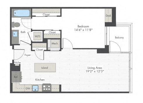 1 Bed/1 Bath-H4 floor plan