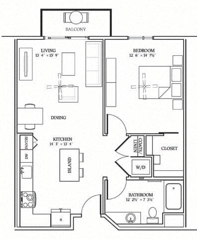 ONE BEDROOM 8 floor plan