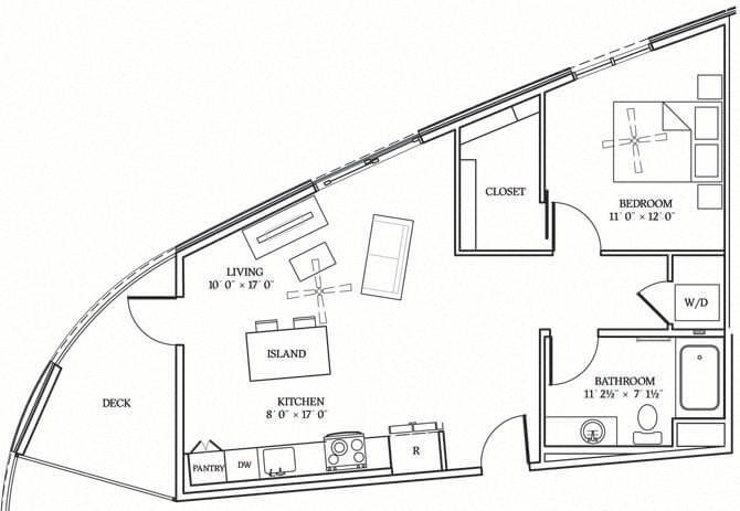 ONE BEDROOM 6 floor plan