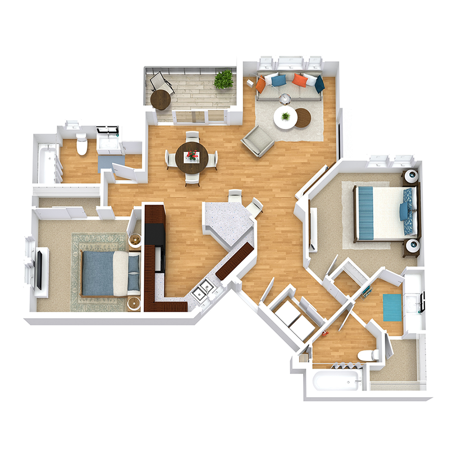 2 x 2 floor plan