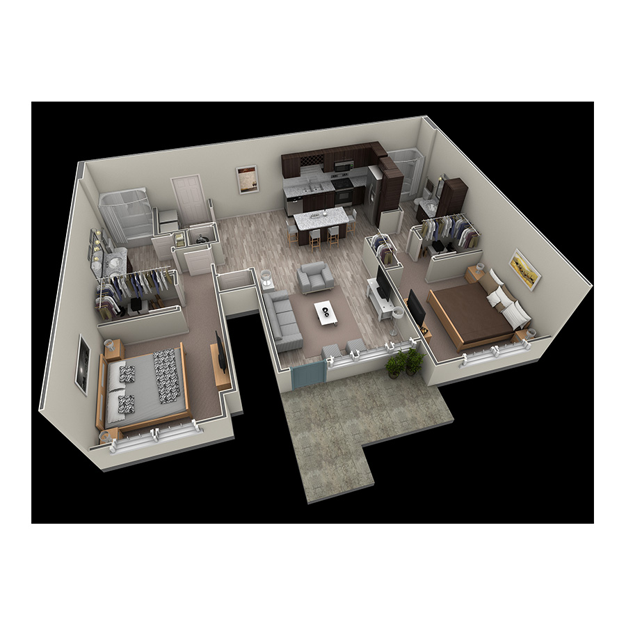2 BR Grand Courtyard Garage floor plan