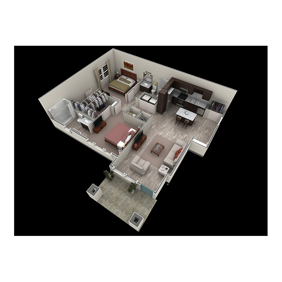 2 BR Designer Courtyard Garage floor plan