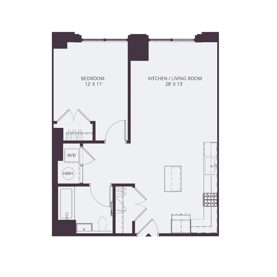 #0649 - 1 bedroom floorplan layout with 1 bathroom and 699 square feet