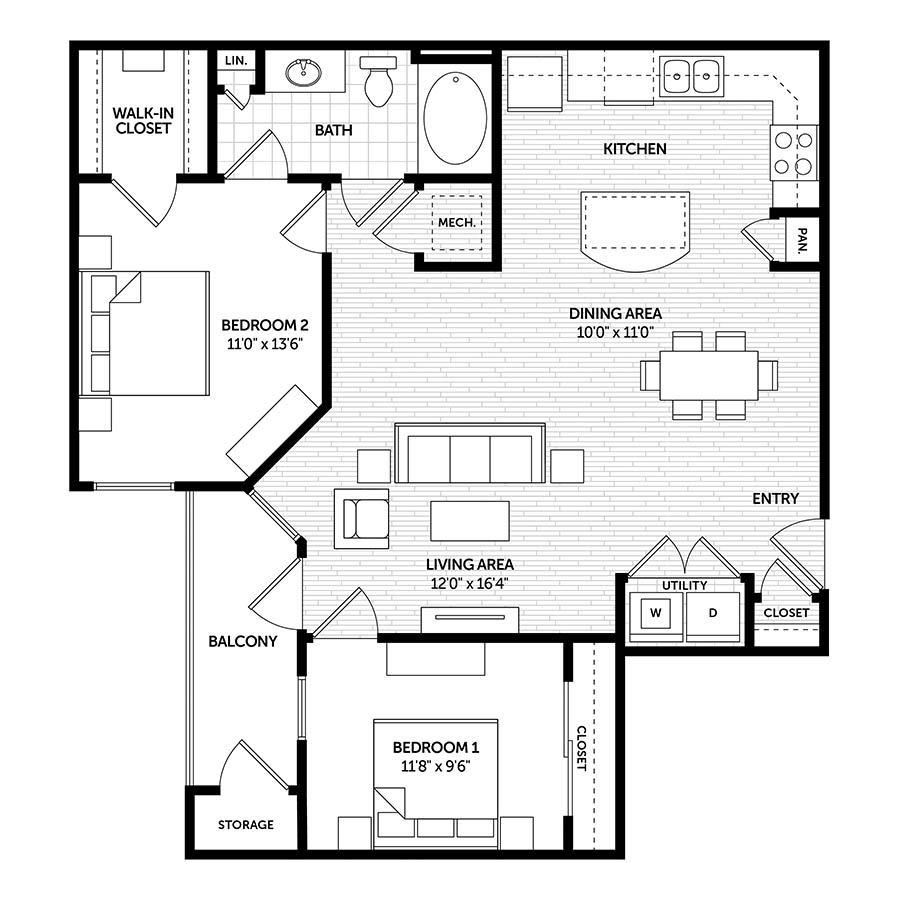 2BR floor plan