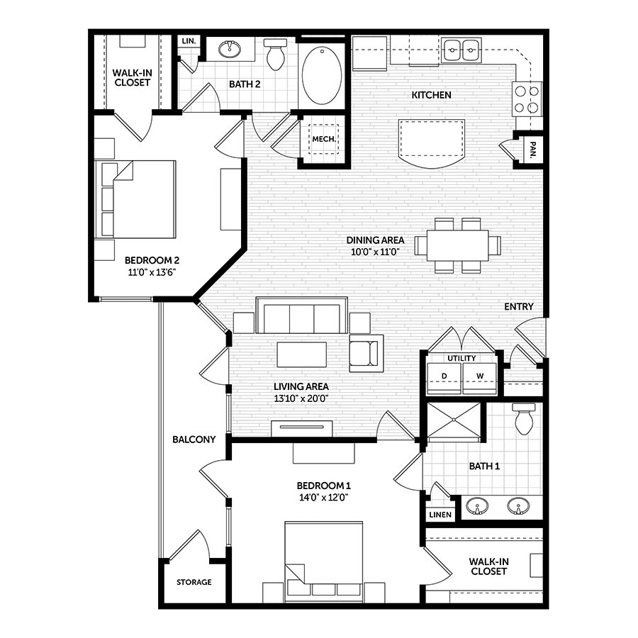 2DR floor plan