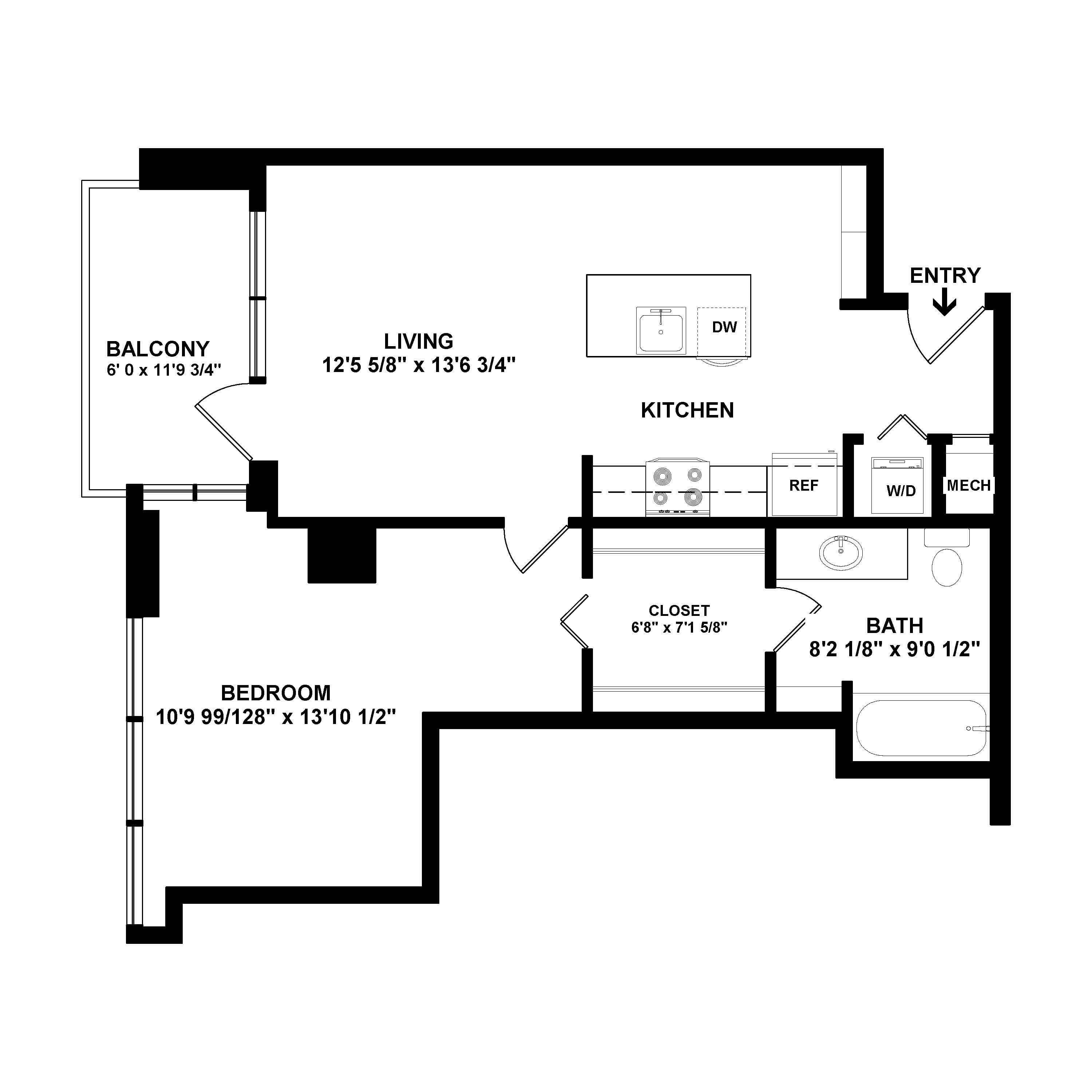 1 Bed/1 Bath-a6.1 floor plan
