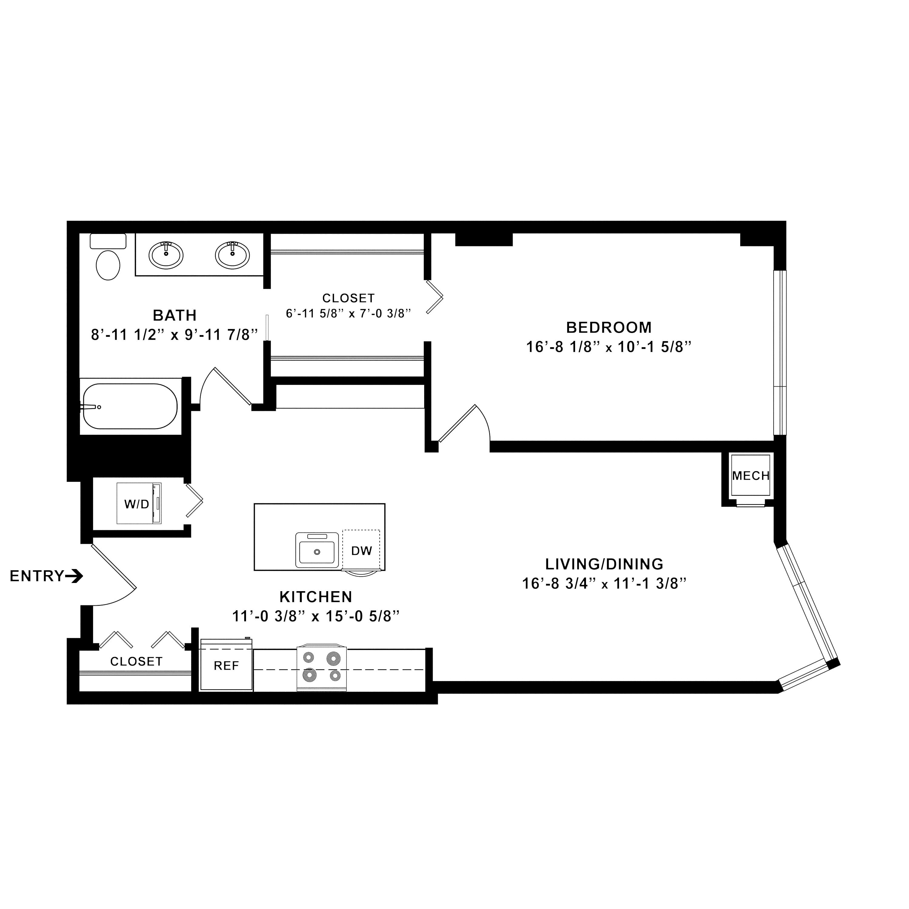 1 Bed/1 Bath-a2.1 floor plan
