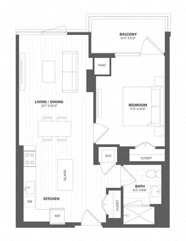 1 Bed/1 Bath-a65 floor plan
