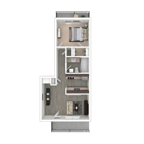 One Bedroom One Bath floor plan