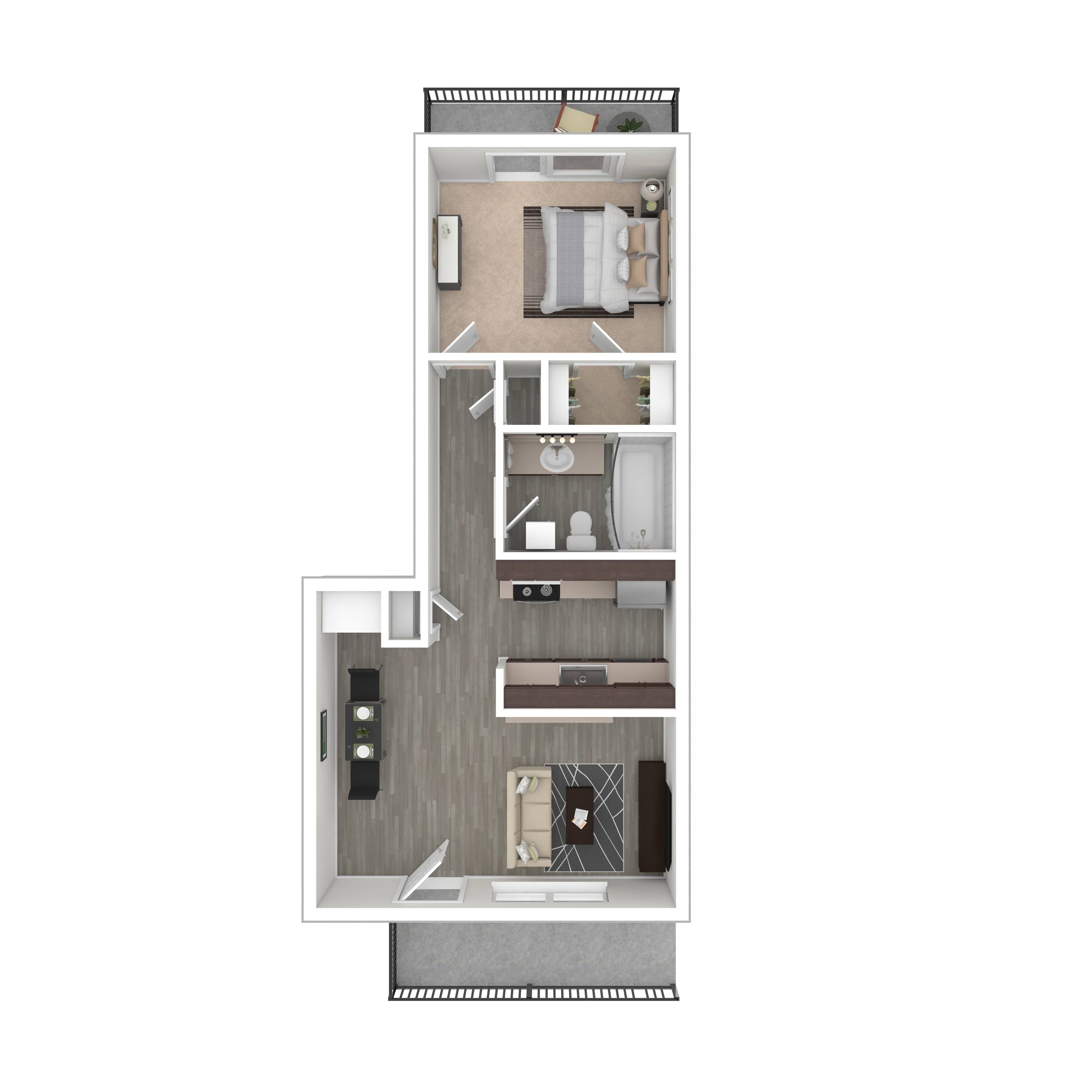 One Bedroom One Bath - Renovated floor plan