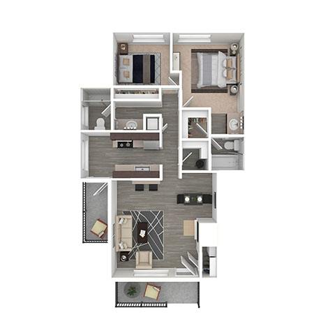 Two Bedroom Two Bath B floor plan