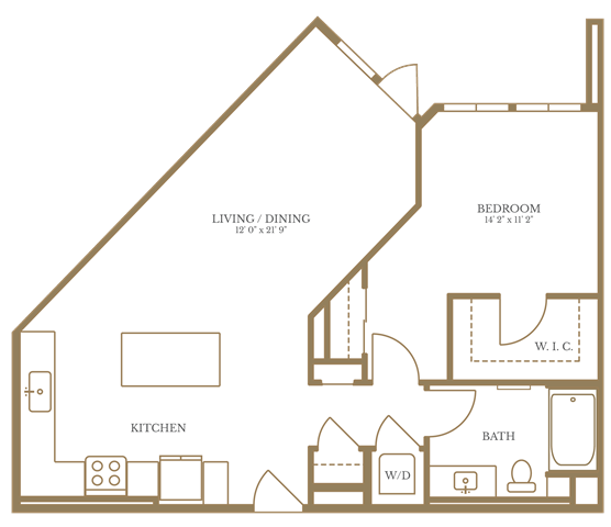 1 Bed/1 Bath-5A floor plan