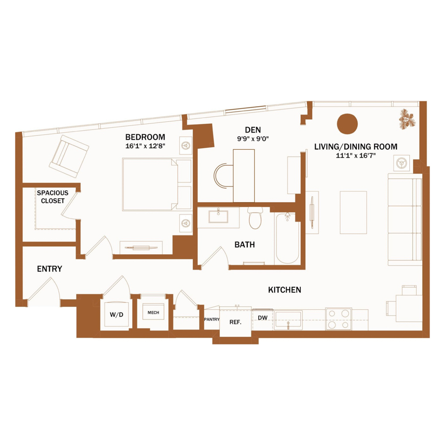 C1 + Den floor plan