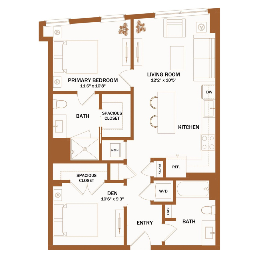 C3 + Den floor plan