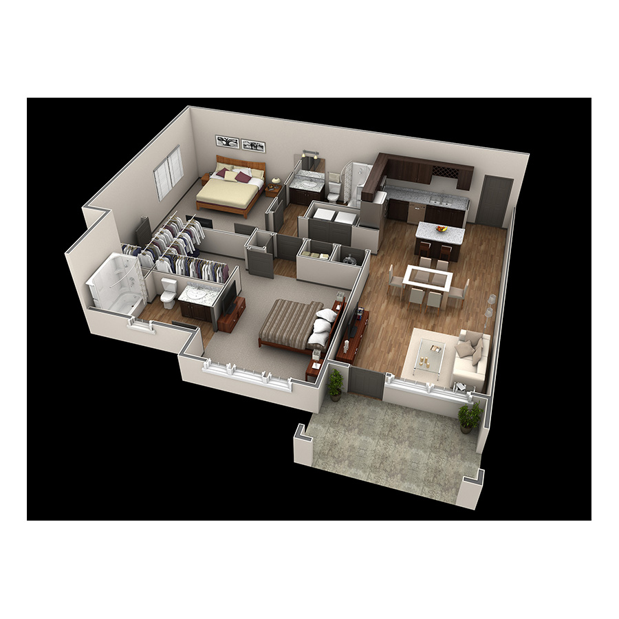 2 BR Premier Courtyard floor plan