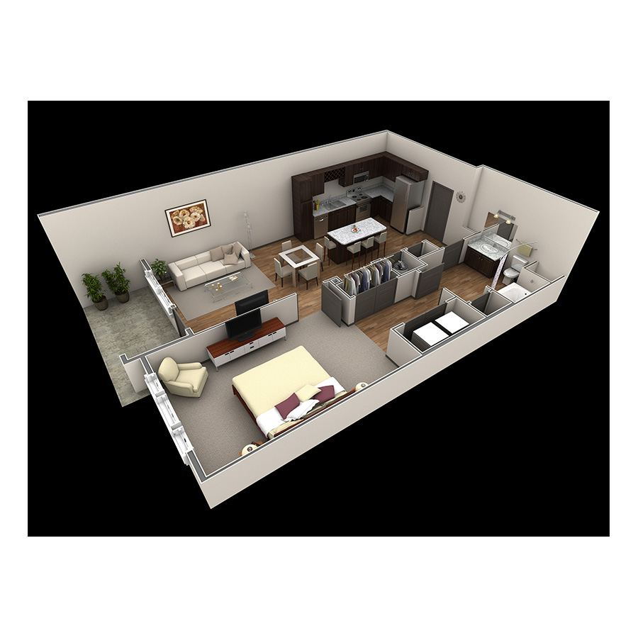 1 BR Premier Courtyard floor plan