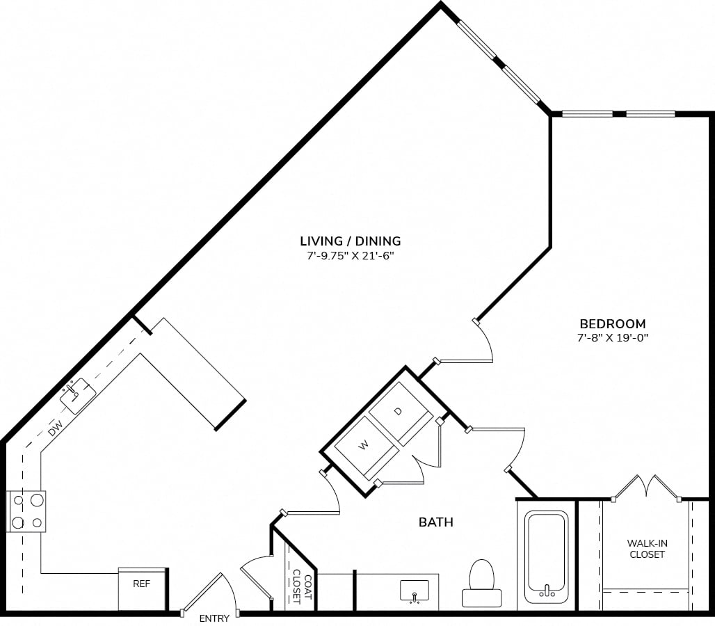 Rendering of the A3 floor plan with 1 bedroom[s] and 1 bathroom[s] at Windsor West Lemmon