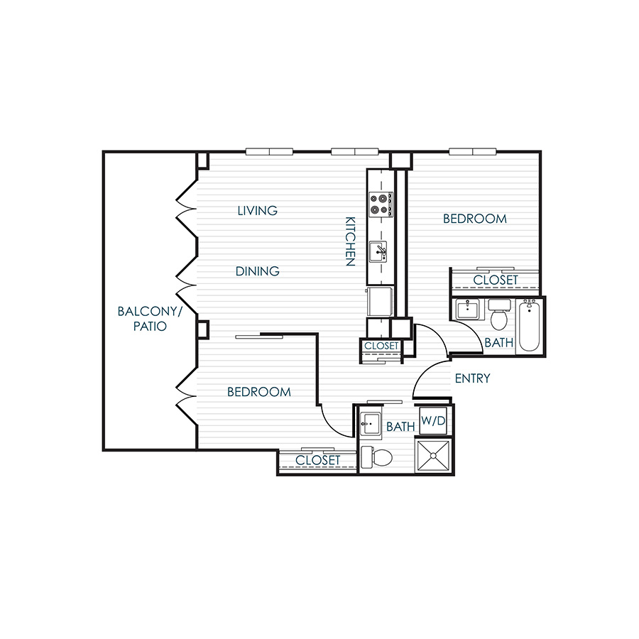 2 Bedroom 2 Bathroom 22A floor plan