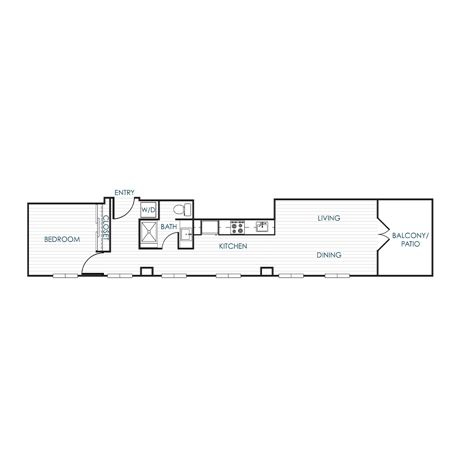 1 Bedroom 1 Bathroom 11X floor plan