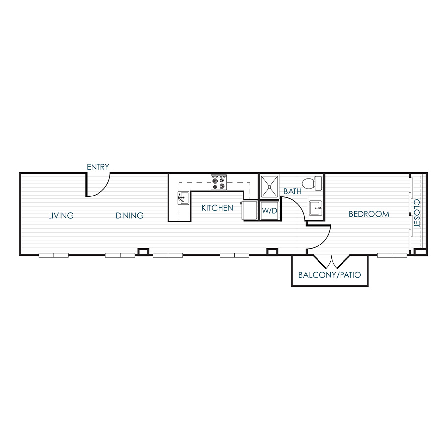 1 Bedroom 1 Bathroom 11S floor plan