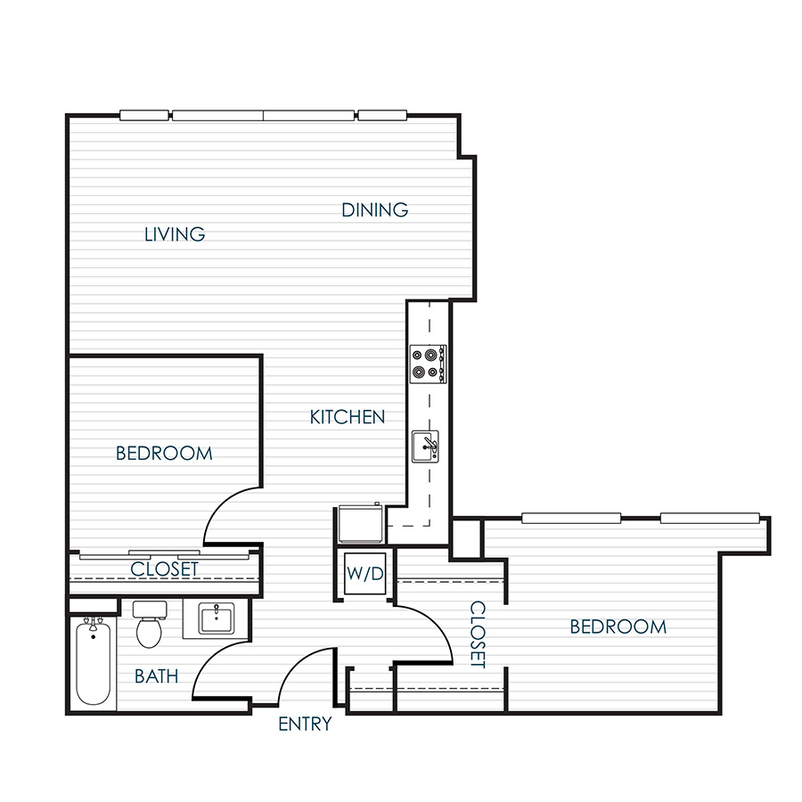 1 Bedroom 1 Bathroom 11FF floor plan