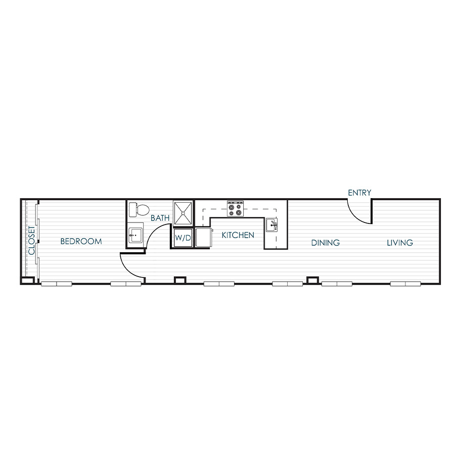 1 Bedroom 1 Bathroom 11L floor plan