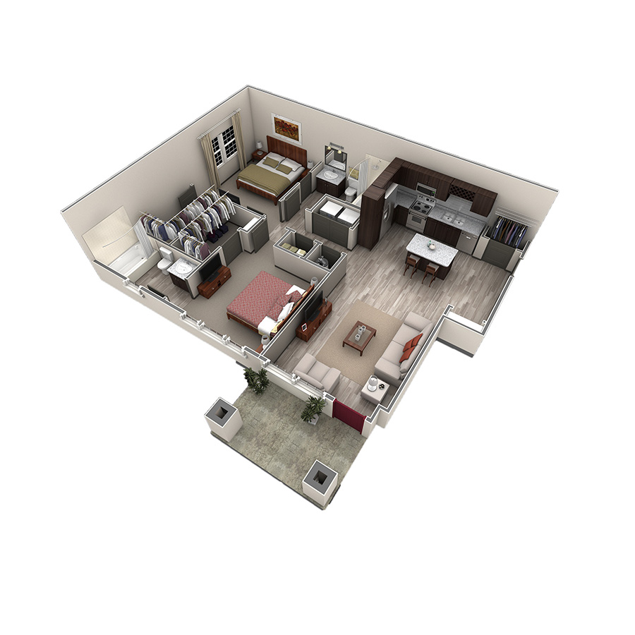 2 BR Designer Courtyard floor plan