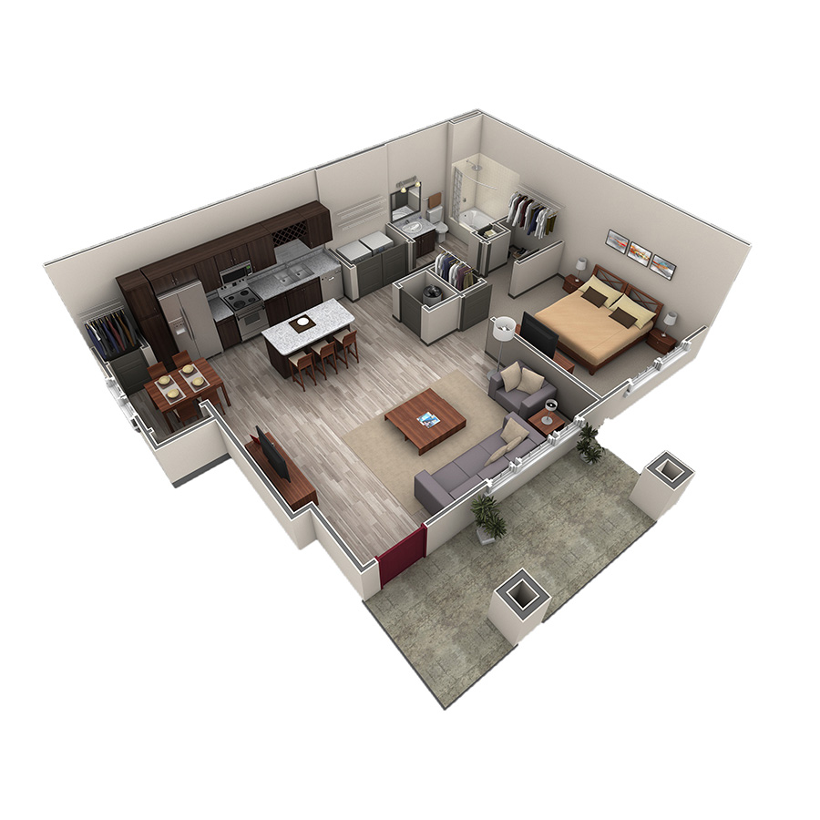 1 BR Grand Courtyard floor plan