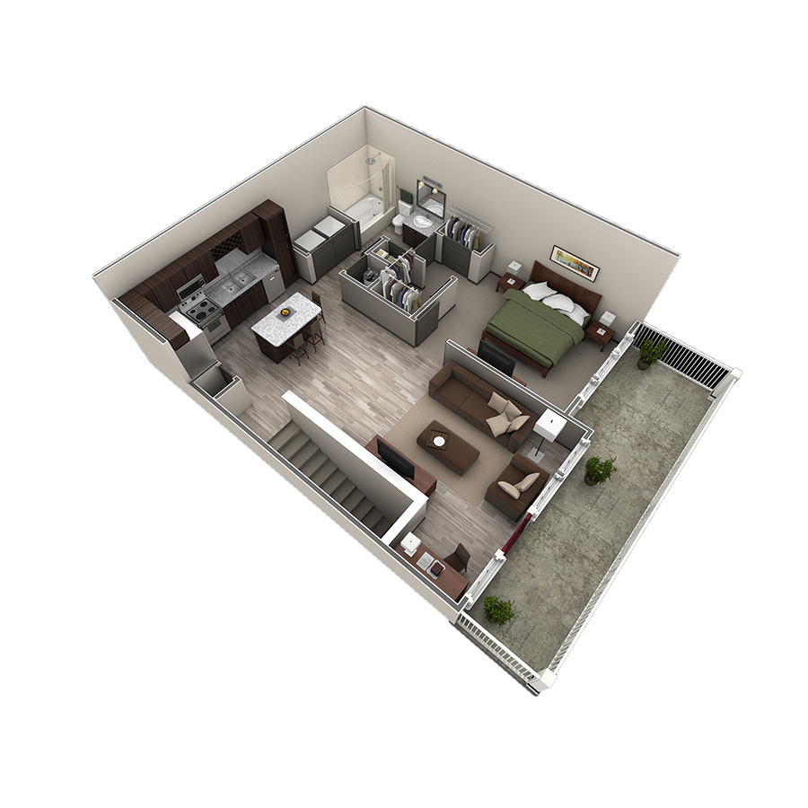 1 BR Designer Overlook floor plan