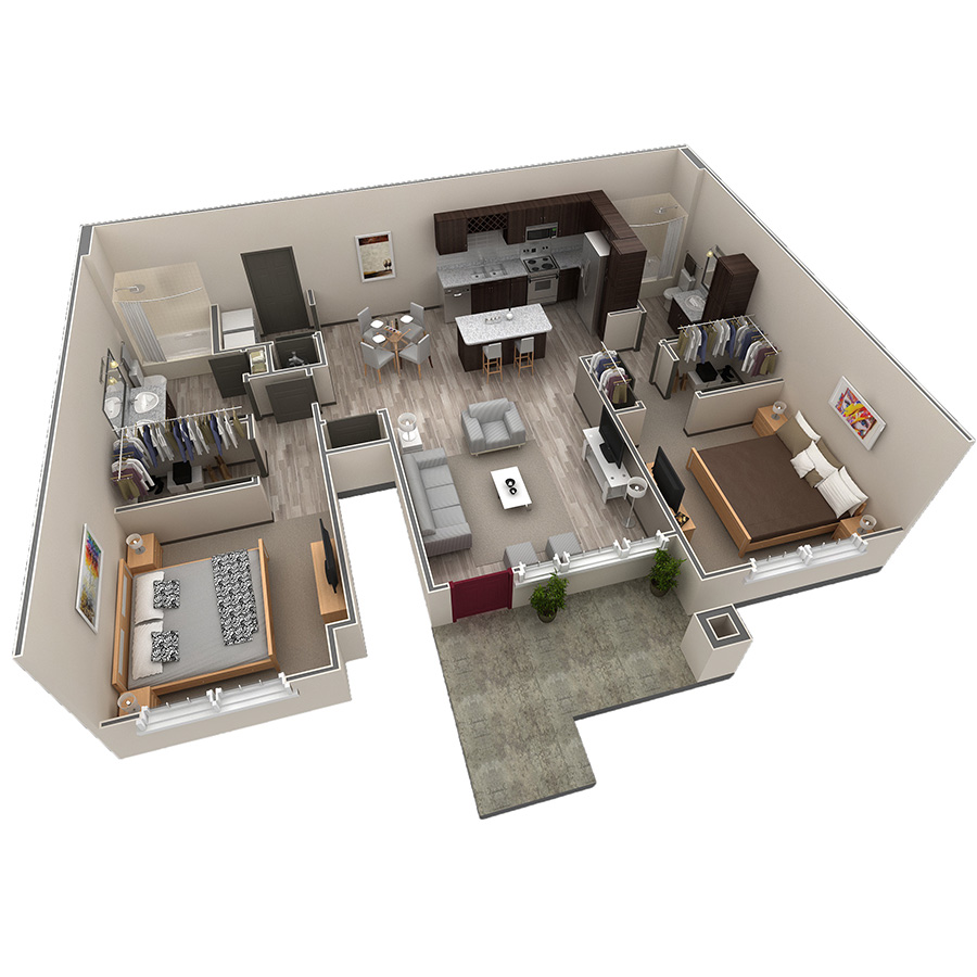 2 BR Grand Courtyard floor plan