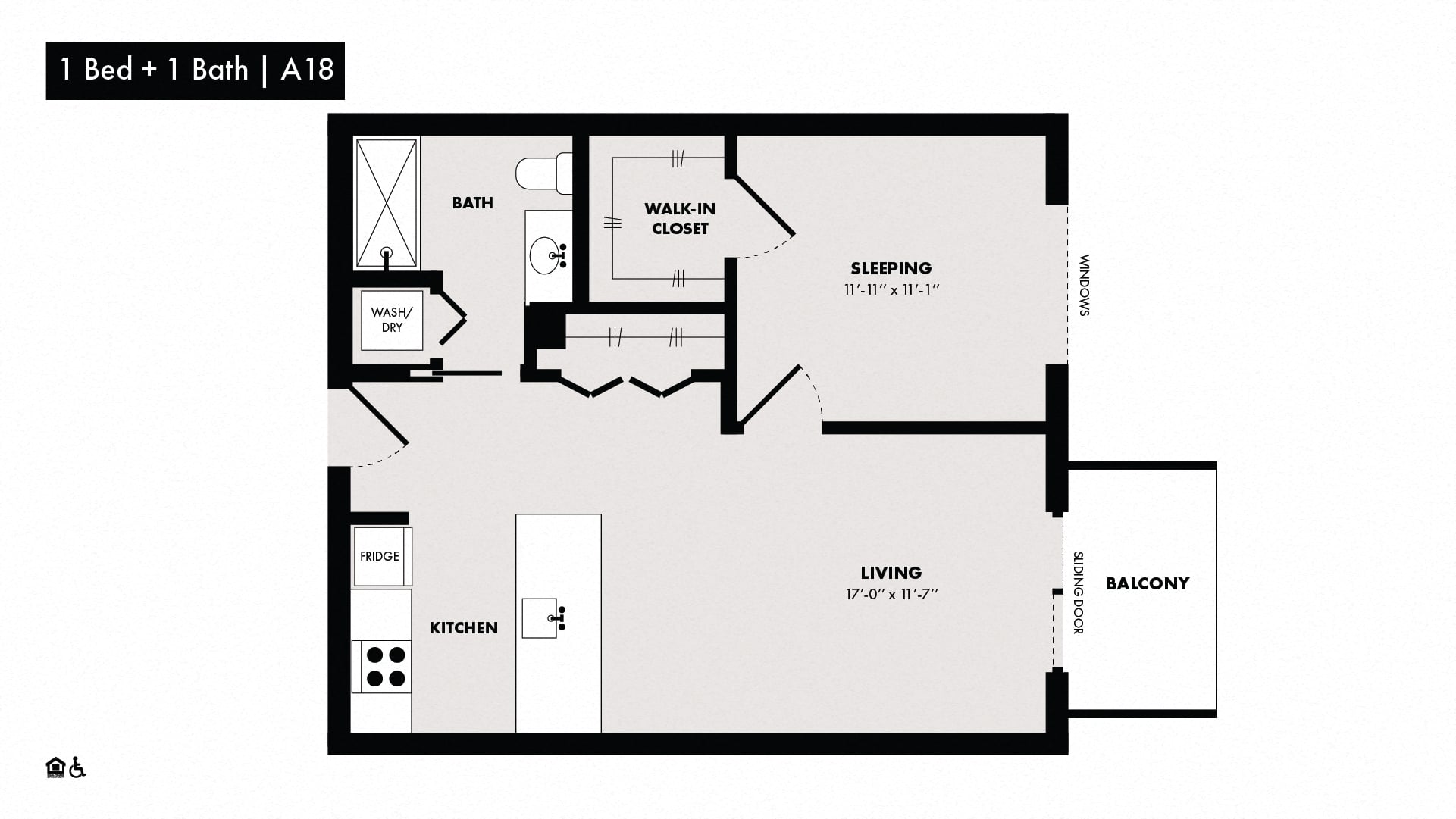 1 Bed/1 Bath-A18 floor plan