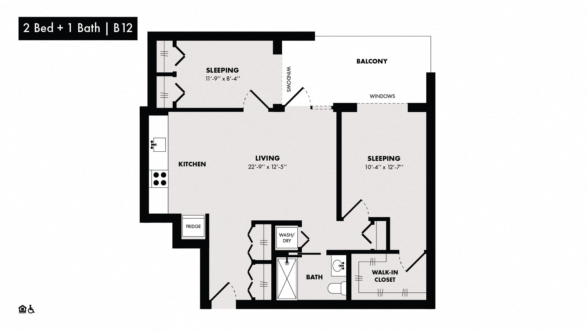2 Bed/1 Bath-B12 floor plan
