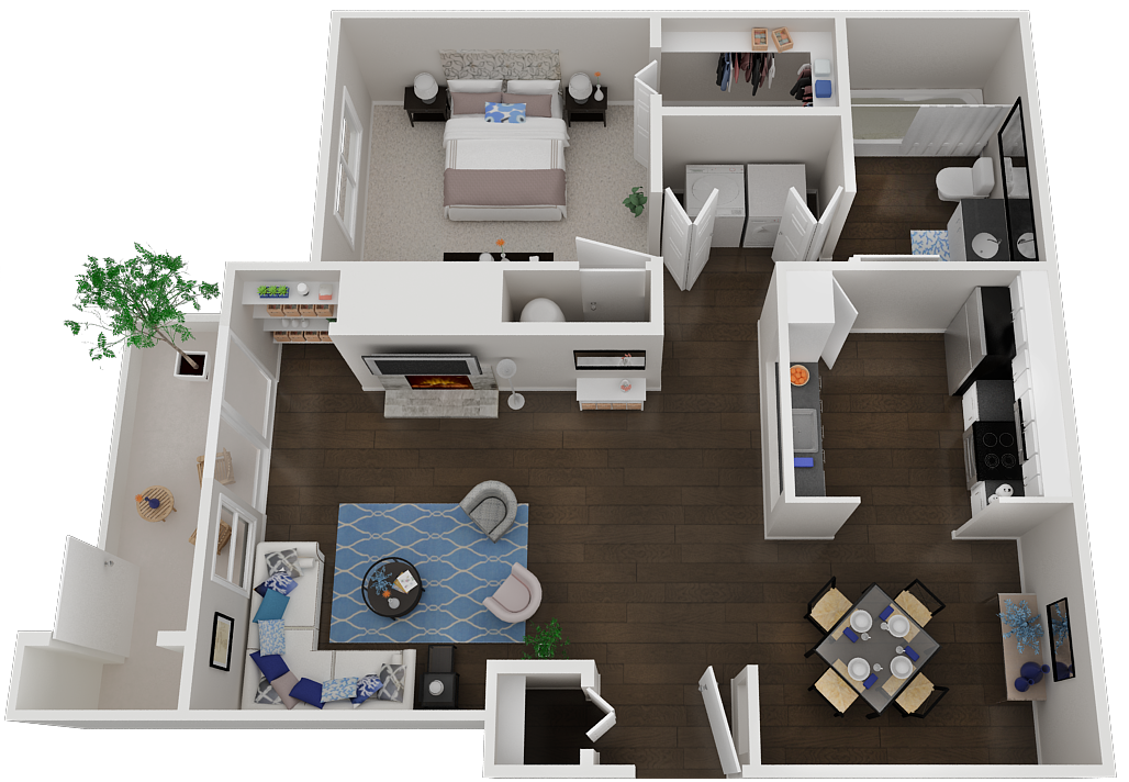 One Bedroom, One Bath floor plan