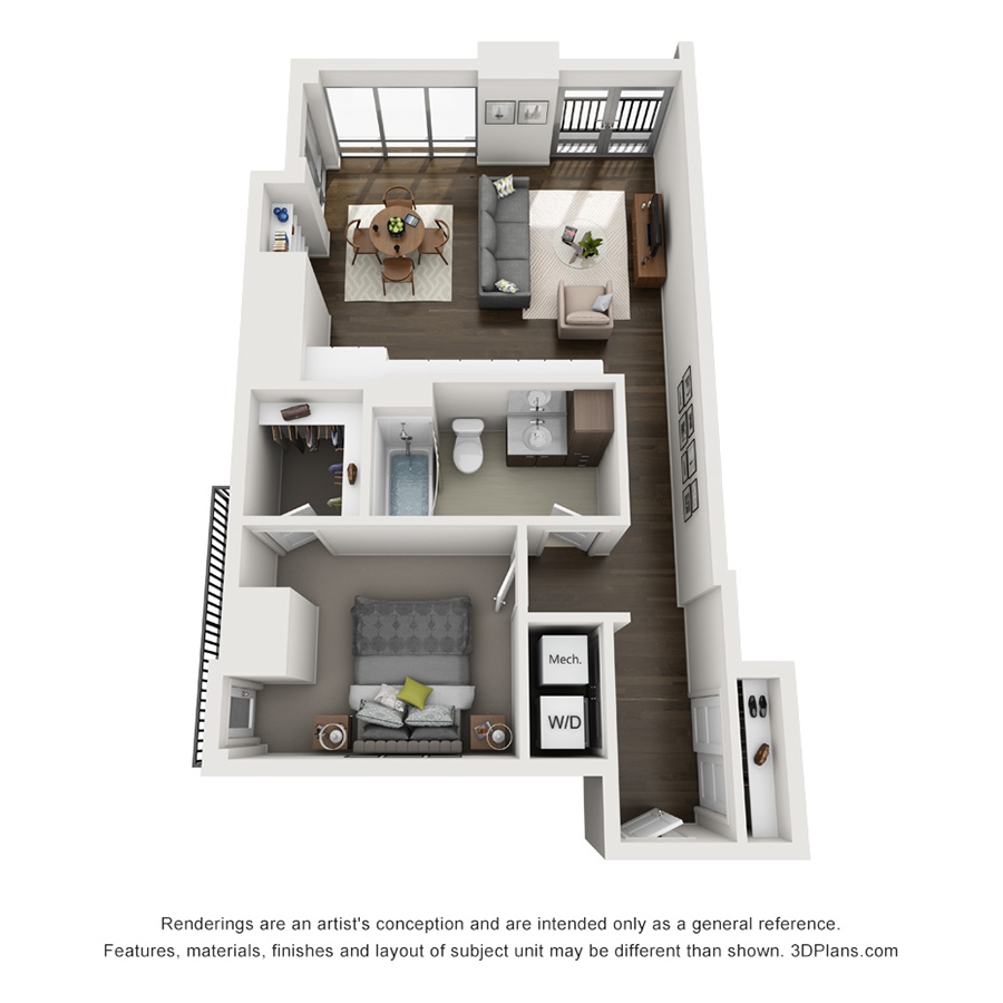 1x1 A floor plan