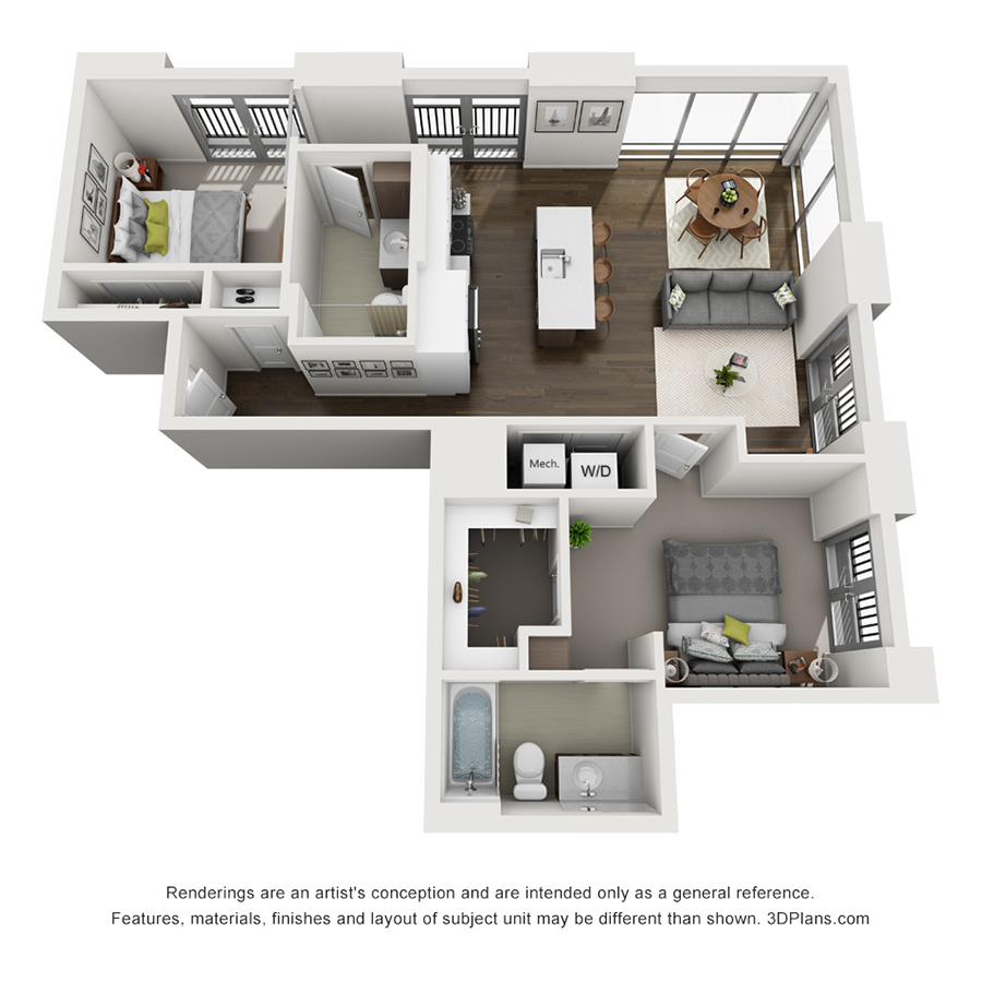 2x2 B floor plan