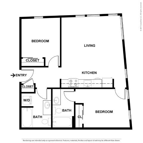 2 Bed/2 Bath-b1 floor plan