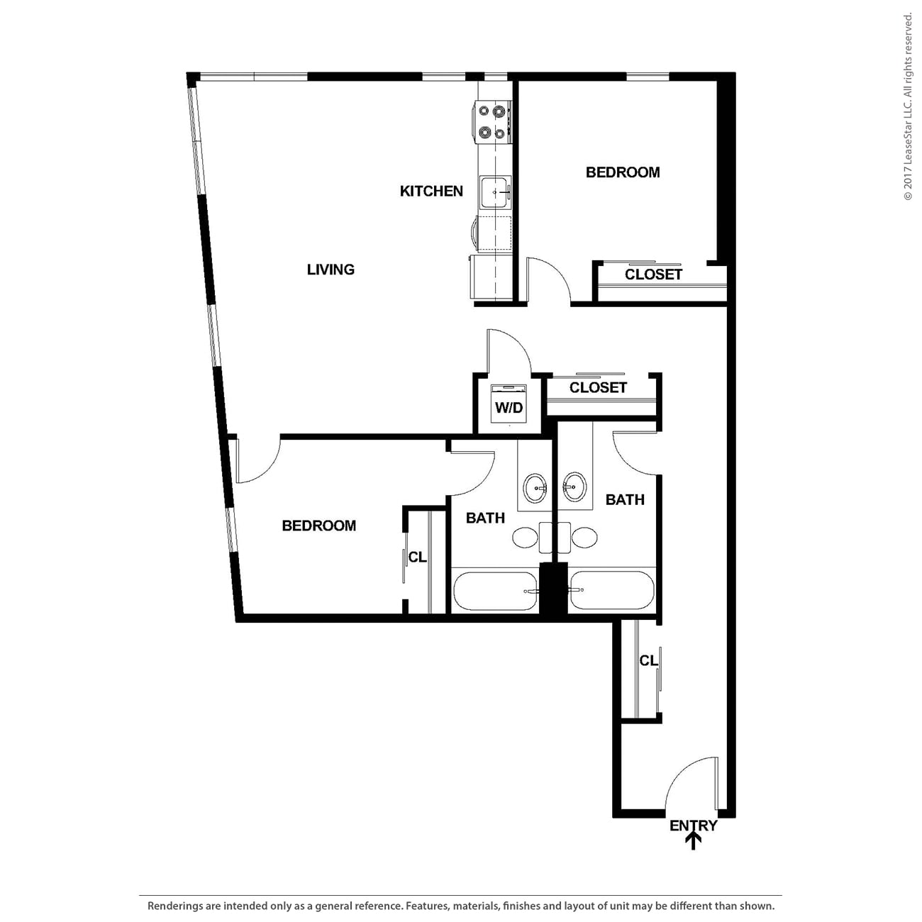 2 Bed/2 Bath-b2 floor plan